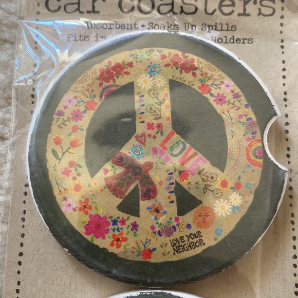 NEW peace sign boho car coasters - Picture 3 of 5